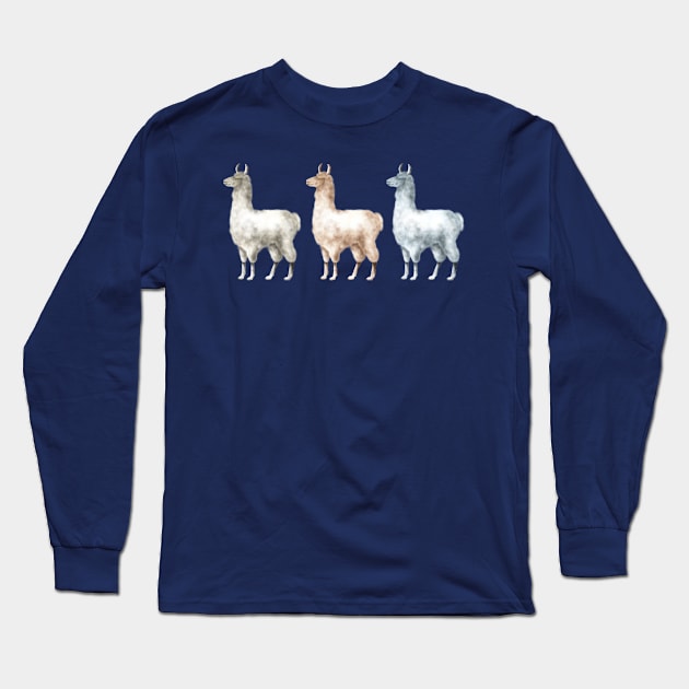 Three Llama Long Sleeve T-Shirt by GreenZebraArt